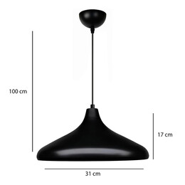 Φωτιστικό Οροφής Lela Megapap e27 Μεταλλικό Μονόφωτο Χρώμα Μαύρο Ø31x100εκ.
