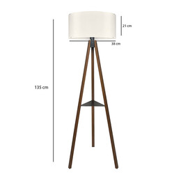 Φωτιστικό Δαπέδου Thomas Megapap e27 Mdf/ύφασμα pvc Χρώμα Καρυδί - Κρεμ 38x38x135εκ.