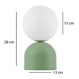 Φωτιστικό Επιτραπέζιο Albus Megapap e14 Μεταλλικό - Γυάλινο Χρώμα Μέντα - Λευκό Ø13x28εκ.