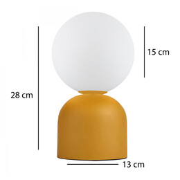 Φωτιστικό Επιτραπέζιο Albus Megapap e14 Μεταλλικό - Γυάλινο Χρώμα Μουσταρδί - Λευκό Ø13x28εκ.