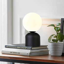 Φωτιστικό Επιτραπέζιο Albus Megapap e14 Μεταλλικό - Γυάλινο Χρώμα Μαύρο - Λευκό Ø13x28εκ.