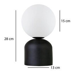 Φωτιστικό Επιτραπέζιο Albus Megapap e14 Μεταλλικό - Γυάλινο Χρώμα Μαύρο - Λευκό Ø13x28εκ.