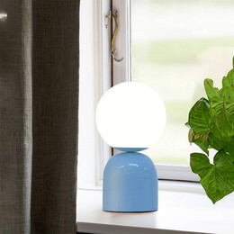 Φωτιστικό Επιτραπέζιο Albus Megapap e14 Μεταλλικό - Γυάλινο Χρώμα Μπλε - Λευκό Ø13x28εκ.