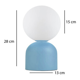 Φωτιστικό Επιτραπέζιο Albus Megapap e14 Μεταλλικό - Γυάλινο Χρώμα Μπλε - Λευκό Ø13x28εκ.