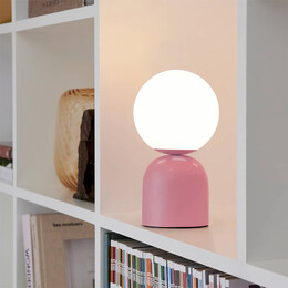 Φωτιστικό Επιτραπέζιο Albus Megapap e14 Μεταλλικό - Γυάλινο Χρώμα ροζ - Λευκό Ø13x28εκ.