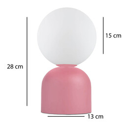 Φωτιστικό Επιτραπέζιο Albus Megapap e14 Μεταλλικό - Γυάλινο Χρώμα ροζ - Λευκό Ø13x28εκ.