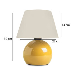 Φωτιστικό Επιτραπέζιο Alaska Megapap e27 Μεταλλικό - Ύφασμα pvc Χρώμα Κίτρινο - Κρεμ Ø22x30εκ.