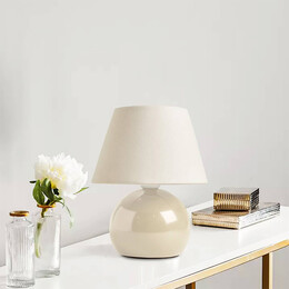 Φωτιστικό Επιτραπέζιο Alaska Megapap e27 Μεταλλικό - Ύφασμα pvc Χρώμα Κρεμ Ø22x30εκ.