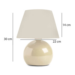 Φωτιστικό Επιτραπέζιο Alaska Megapap e27 Μεταλλικό - Ύφασμα pvc Χρώμα Κρεμ Ø22x30εκ.