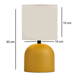Φωτιστικό Επιτραπέζιο Nehora Megapap e27 Μεταλλικό - Ύφασμα pvc Χρώμα Κίτρινο - Κρεμ Ø15x30εκ.