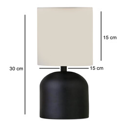 Φωτιστικό Επιτραπέζιο Nehora Megapap e27 Μεταλλικό - Ύφασμα pvc Χρώμα Μαύρο - Κρεμ Ø15x30εκ.