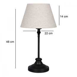 Φωτιστικό Επιτραπέζιο Grace Megapap e27 Μεταλλικό - Ύφασμα pvc Χρώμα Μαύρο - Κρεμ Ø22x48εκ.