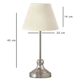 Φωτιστικό Επιτραπέζιο Grace Megapap e27 Μεταλλικό - Ύφασμα pvc Χρώμα Ασημί - Κρεμ Ø22x45εκ.