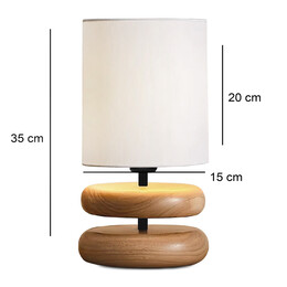 Φωτιστικό Επιτραπέζιο Lucia Megapap e14 Ξύλινο - Ύφασμα pvc Χρώμα Φυσικό - Κρεμ Ø15x35εκ.