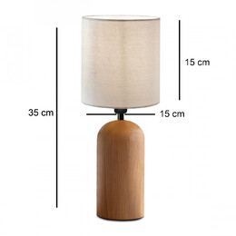 Φωτιστικό Επιτραπέζιο Cora Megapap e14 Ξύλινο - Ύφασμα pvc Χρώμα Φυσικό - Κρεμ Ø15x35εκ.