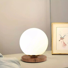 Φωτιστικό Επιτραπέζιο Onda Megapap e27 Ξύλινο -  Γυάλινο Χρώμα Φυσικό - Λευκό Ø15x22εκ.