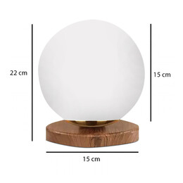 Φωτιστικό Επιτραπέζιο Onda Megapap e27 Ξύλινο -  Γυάλινο Χρώμα Φυσικό - Λευκό Ø15x22εκ.