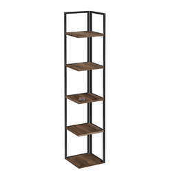 Βιβλιοθήκη Γωνιακή Lidia Megapap Χρώμα Μαύρο - Καπνιστή Καρυδιά 33,5x33,5x180εκ.