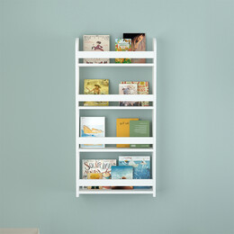 Επιτοίχια Βιβλιοθήκη - Ραφιέρα Montessori Megapap Χρώμα Λευκό 60x15x120εκ.