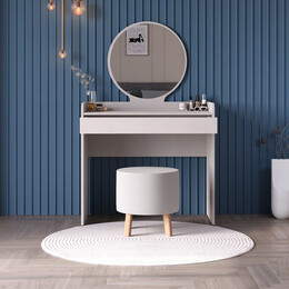 Τουαλέτα με Καθρέπτη Curve Megapap Χρώμα Λευκό του Πάγου 90x47x142εκ.