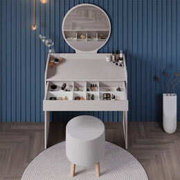 Τουαλέτα με Καθρέπτη Curve Megapap Χρώμα Λευκό του Πάγου 90x47x142εκ.