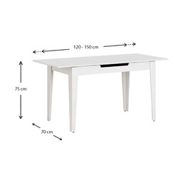 Τραπέζι Trendline Megapap Επεκτεινόμενο Χρώμα Λευκό 120/150x70x75εκ.