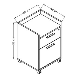 Συρταριέρα Γραφείου Gamer Megapap Τροχήλατη με Κλειδαριά Χρώμα Μαύρο 40x40x56εκ.