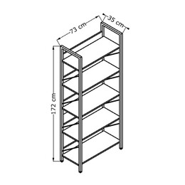 Βιβλιοθήκη Connect Megapap Χρώμα Καρυδί 73x35x172εκ.
