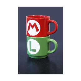 Pyramid Nintendo: Super Mario (Mario Luigi Initial) Stackable mug set (Gp86738)