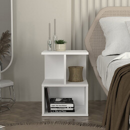 Κομοδίνο - Τραπεζάκι Βοηθητικό Entiero Megapap Χρώμα Λευκό 39,8x35x54,6εκ.