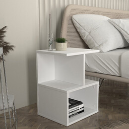 Κομοδίνο - Τραπεζάκι Βοηθητικό Entiero Megapap Χρώμα Λευκό 39,8x35x54,6εκ.