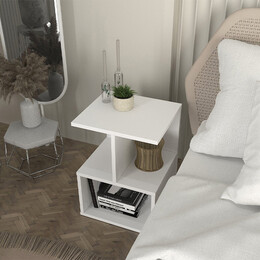 Κομοδίνο - Τραπεζάκι Βοηθητικό Entiero Megapap Χρώμα Λευκό 39,8x35x54,6εκ.