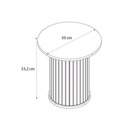 Τραπεζάκι Βοηθητικό Bohema Megapap Χρώμα Ivory - Sepet oak Ø50x53,2εκ.