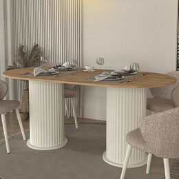 Τραπέζι Bohema Megapap Χρώμα Ivory - Sepet oak 180x90x77,7εκ.