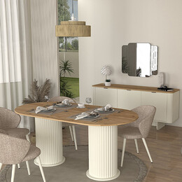 Τραπέζι Bohema Megapap Χρώμα Ivory - Sepet oak 180x90x77,7εκ.