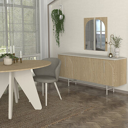 Μπουφές Rebel Megapap Χρώμα Rota oak - Sandstone 150x45x76,5εκ.