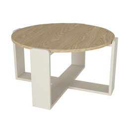 Τραπεζάκι Σαλονιού Rebel Megapap Χρώμα Rota oak - Sandstone Ø70x38εκ.