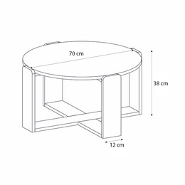 Τραπεζάκι Σαλονιού Rebel Megapap Χρώμα Rota oak - Sandstone Ø70x38εκ.