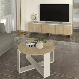 Έπιπλο Τηλεόρασης Rebel Megapap Χρώμα Rota oak - Sandstone 150x35x45εκ.