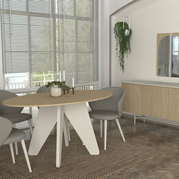 Τραπέζι Rebel Megapap Χρώμα Rota oak - Sandstone 150x90x75εκ.