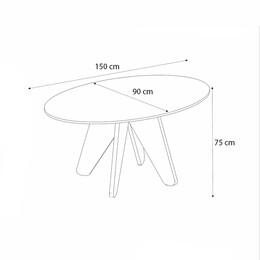 Τραπέζι Rebel Megapap Χρώμα Rota oak - Sandstone 150x90x75εκ.
