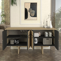 Μπουφές Lava Megapap Χρώμα Rota oak - Ανθρακί 150x44,6x76εκ.