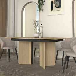 Τραπέζι Lava Megapap Χρώμα Rota oak - Ανθρακί 180x90x76,8εκ.