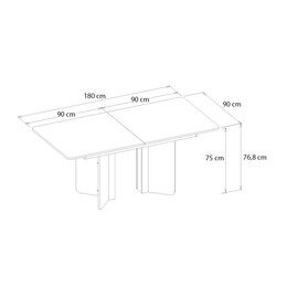 Τραπέζι Lava Megapap Χρώμα Rota oak - Ανθρακί 180x90x76,8εκ.