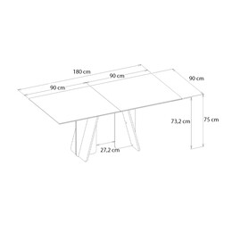 Τραπέζι Sevilla Megapap Χρώμα Sandstone - Travertine 180x90x75εκ.