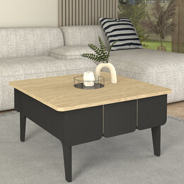 Τραπεζάκι Σαλονιού Pedro Megapap Χρώμα Ανθρακί - Rota oak 73,2x73,2x38,6εκ.