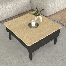 Τραπεζάκι Σαλονιού Pedro Megapap Χρώμα Ανθρακί - Rota oak 73,2x73,2x38,6εκ.