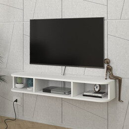 Έπιπλο Τηλεόρασης Επιτοίχιο Bask Megapap με led Χρώμα Λευκό 120x29,6x19,2εκ.