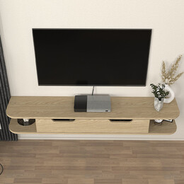 Έπιπλο Τηλεόρασης Επιτοίχιο Noland Megapap με led Χρώμα Rota oak 150x35x19,2εκ.