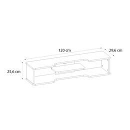 Έπιπλο Τηλεόρασης Επιτοίχιο Perry Megapap Χρώμα Λευκό 120x29,6x25,6εκ.